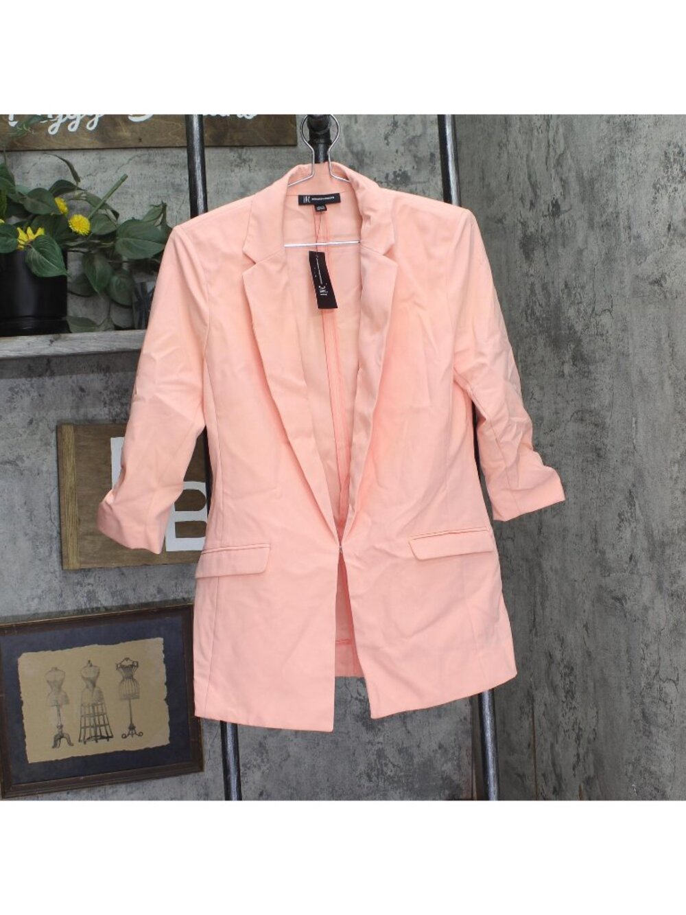 INC International Concepts Latch Front Menswear Blazer Jacket First Blush Pink S